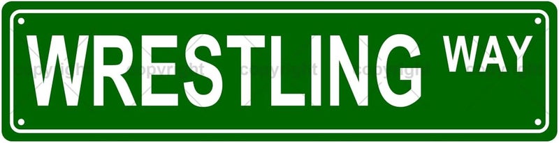Aeontinity WRESTLING WAY Sports Metal Tin Street Sign Bar Cafe Garage Cave Home Room Wall Bathroom Farmhouse Garden Porch Patio Decor, 16 x 4 Inch - Image 1